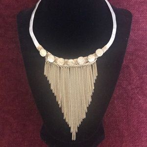 Gorgeous Hammered Fringe Silver-tone Choker